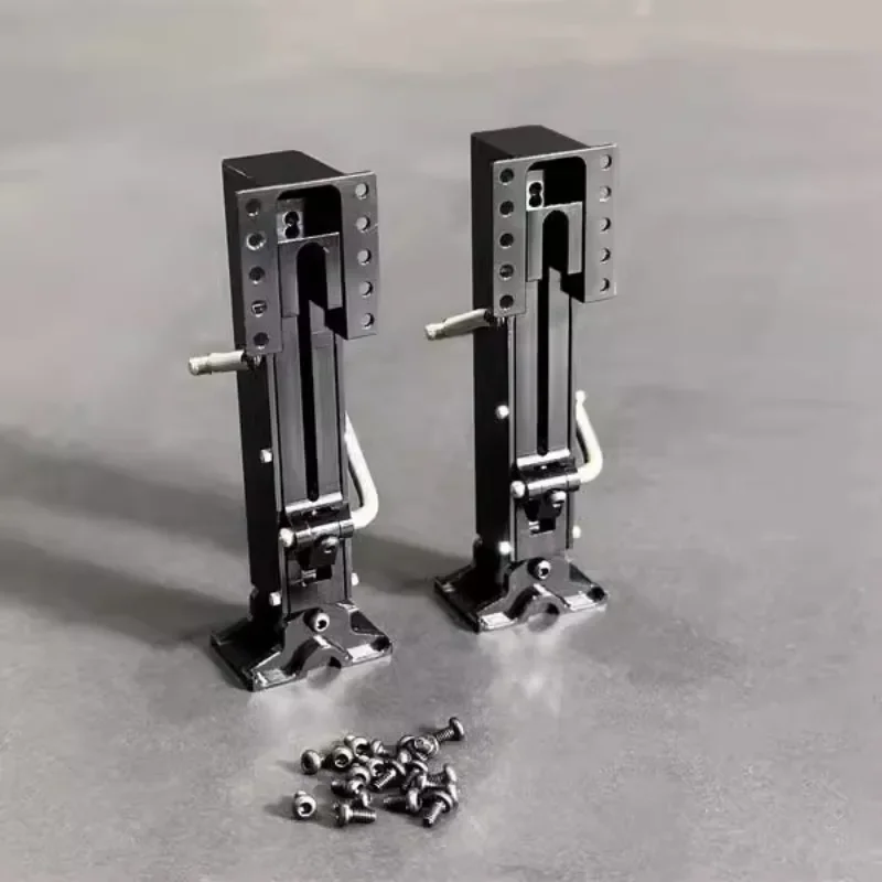 1 par de patas de soporte de Metal negro para camión Tamiya RC 1/14, remolque de 40 pies, piezas de bricolaje para semirremolque