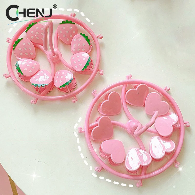 Cute Lovely Strawberry Clothes Dryer Hanger Windproof Socks Underwear Drying Rack Household Heart Storage Laundry Rack Home