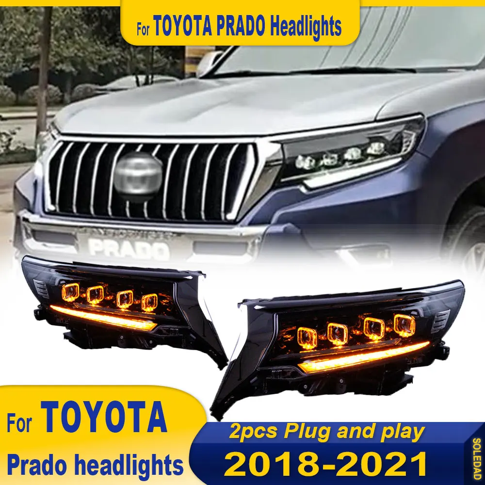 Car Front Lamp for Toyota Prado Headlights 2018-2022 Land Cruiser Prado LED Headlight DRL All LED light Source Auto Accessories