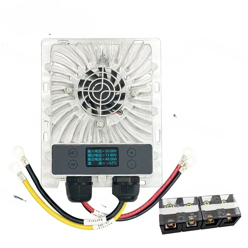 600W 40A 10-30V MPPT Solar Charge Regulator Adjustable OLED Display Photovoltaic Smart Fan