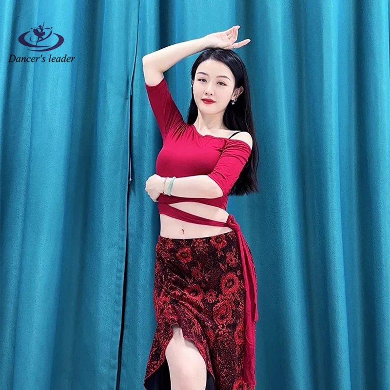 Belly Dancing Clothes Performance Clothes Top Beginner's plus size Modal Mid-Sleeve Practice Top Tie Performance Clothes