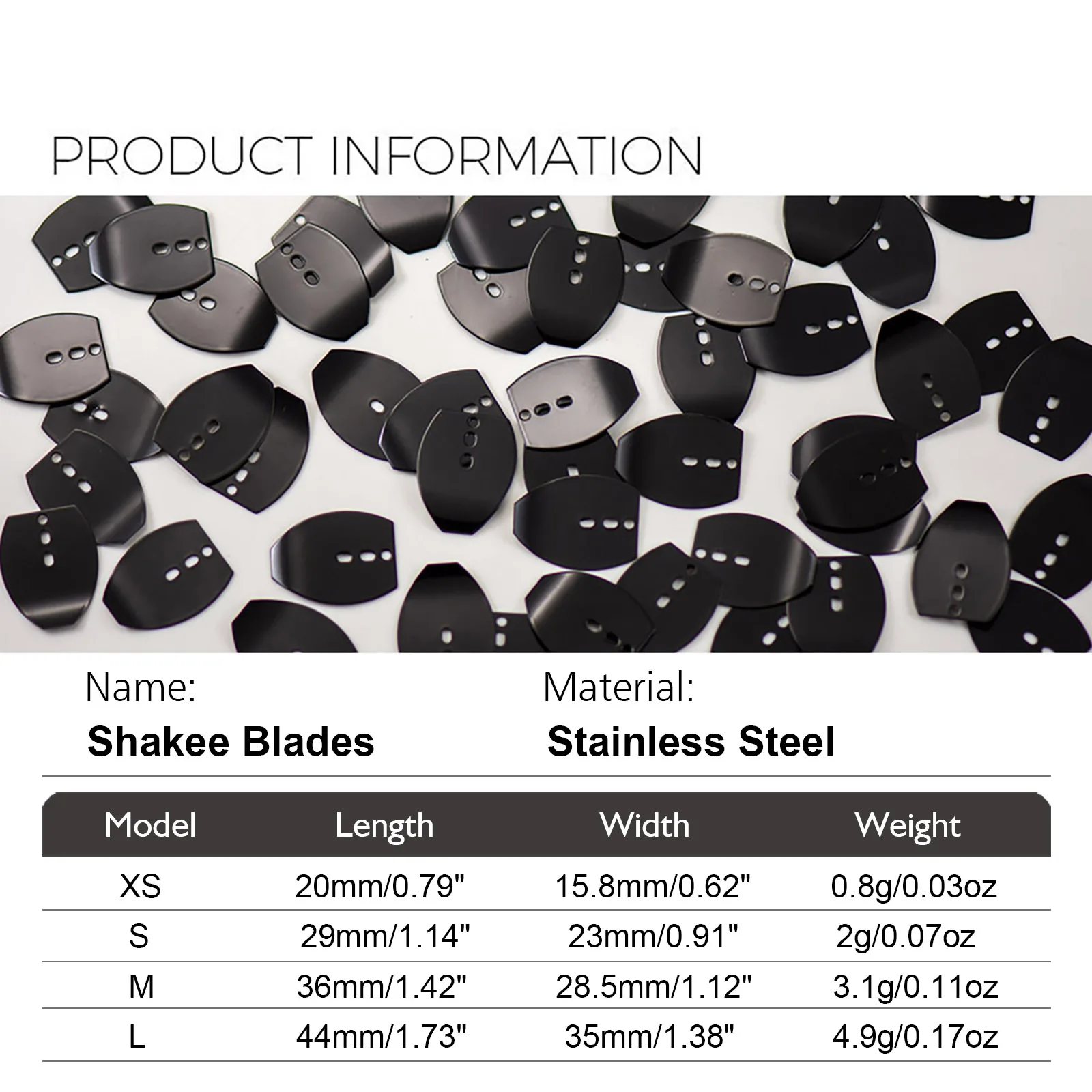 COUNTBASS 50pcs 4 Sizes Swim Jig Blade, Stainless Steel Blade, DIY Vibration Jigs, Casting Wobble fishing Jig Lure