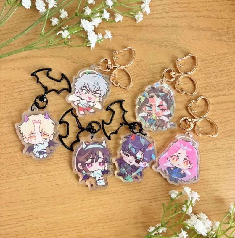 Future Music Group Acrylic Keychains Set of 6 Double Sided Print Cartoon Character Bag Pendants Backpack Charms for Fans Collect