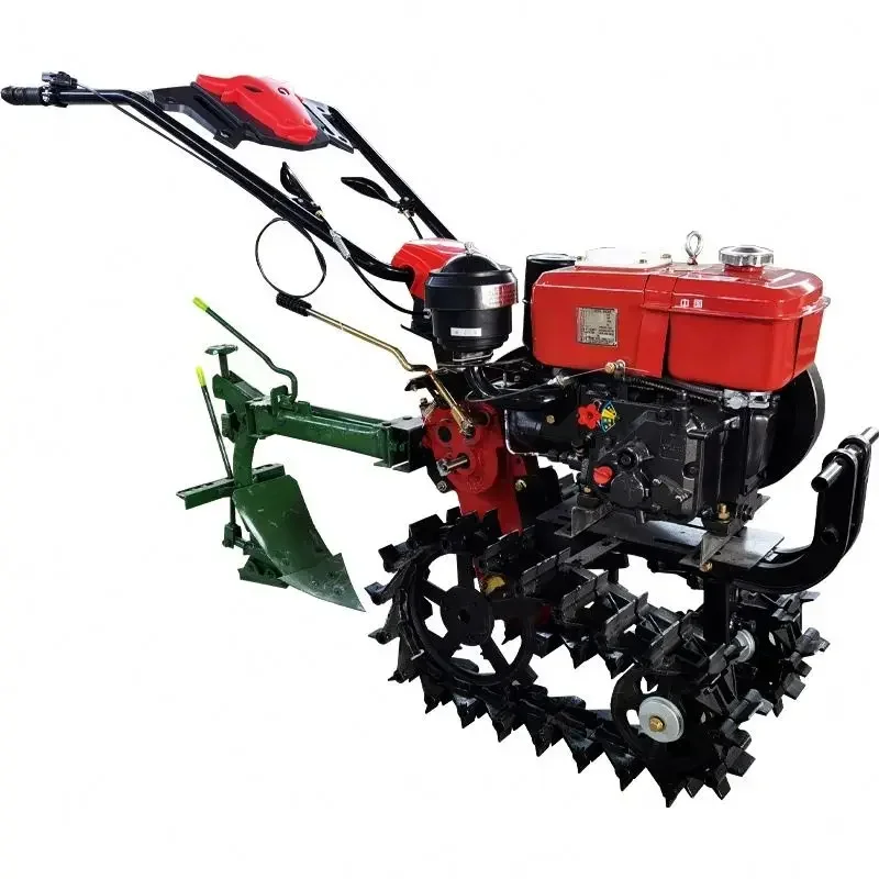 7/8/9 Diesel Gasoline Engine Double Chain Track Type Cultivator Power Tiller Rotary tiller Small Cultivator Tiller Furrow