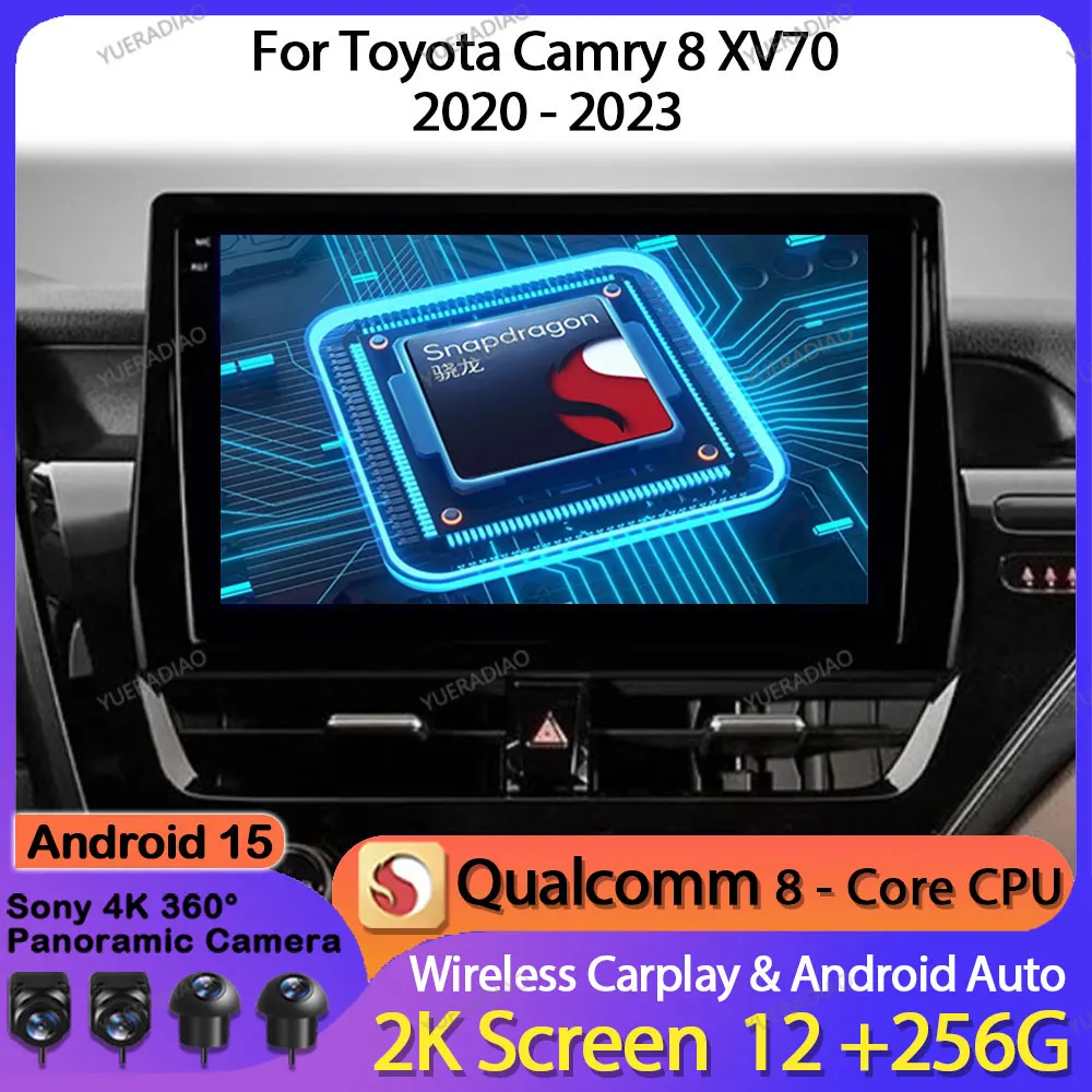 

Android 15 Car Radio For Toyota Camry 8 XV70 2020 - 2023 Head Unit BT 4G LTE 5G WIFI 2DIN Qualcomm GPS NAVI QLED Carplay Auto