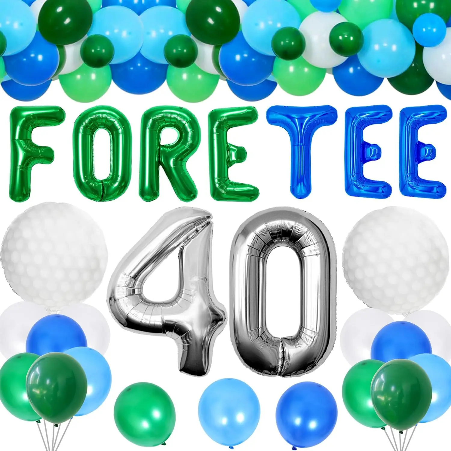 Laventy Golf 40th Birthday Decorations Men 40th Birthday Decorations Foretee-Tee Birthday Banner palloncini per palline da Golf