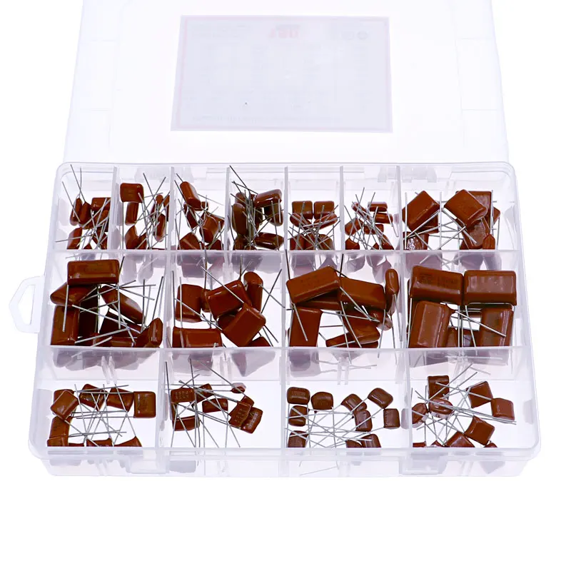 150pcs CBB Polypropylene Film capacitor 10nf-68nf 400v 630v CBB Capacitors Assortment Kit 10nF 22nF 47nF 100nF 220nF 470nF 560nF
