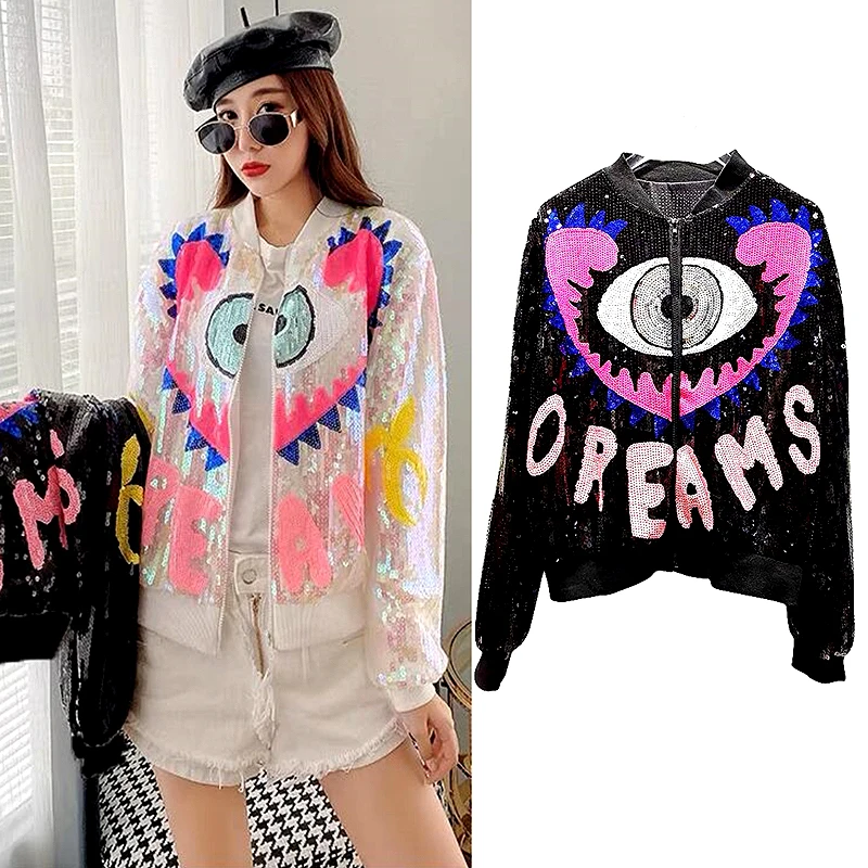 

Women's Chic Sequins Jackets, High Fashion Streetwear, Club Party Clothes, Personality Coat, SL540