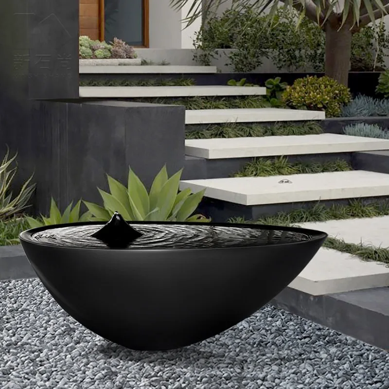 Fountain ornaments, water droplets, landscape and waterscape sketches, simple, modern flowing water club decoration