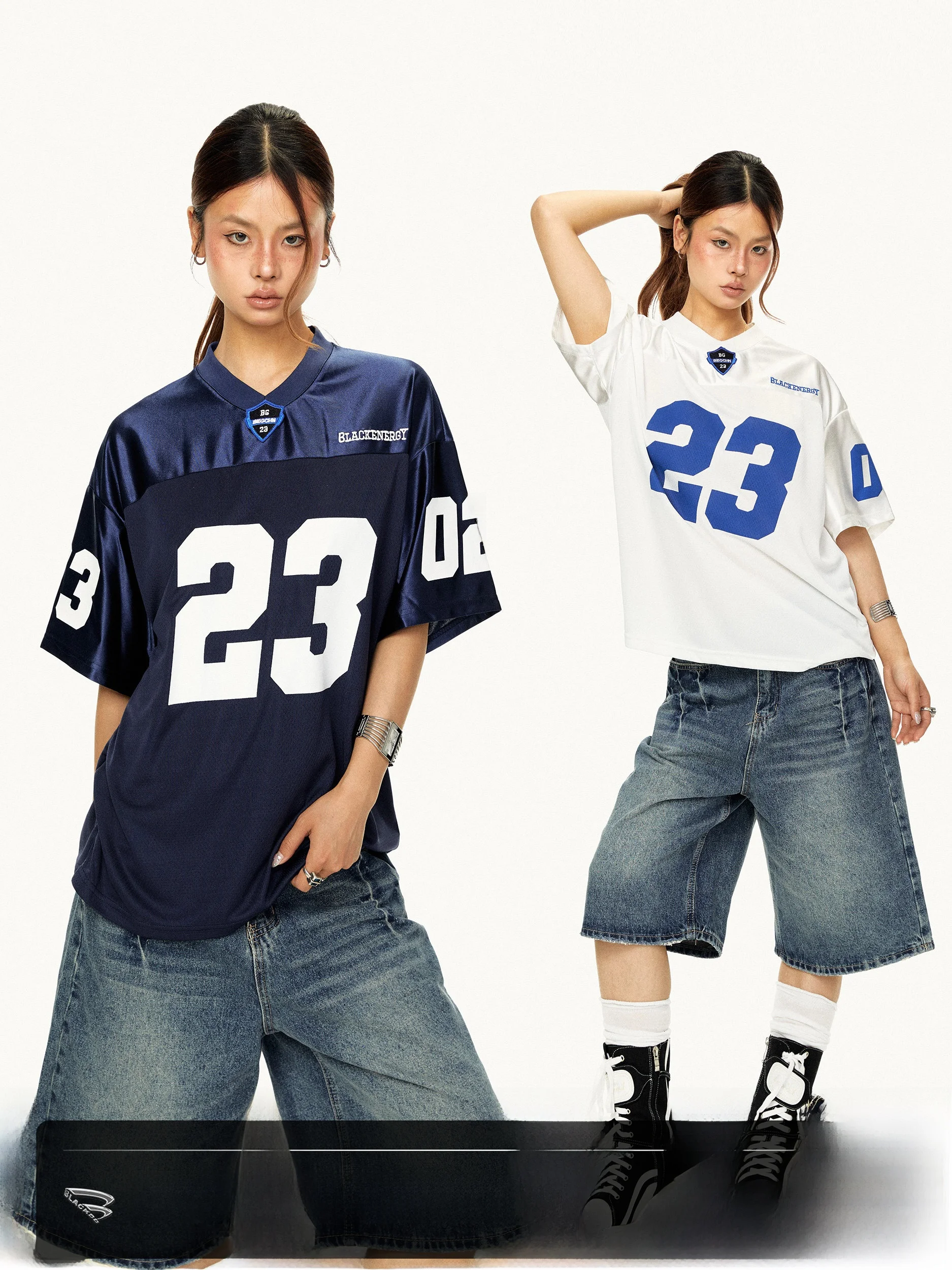 Blackbb Casual Color Block Digital Print T-Shirt Summer New American Baseball Jersey Overhead round Neck Short Sleeve Trendy