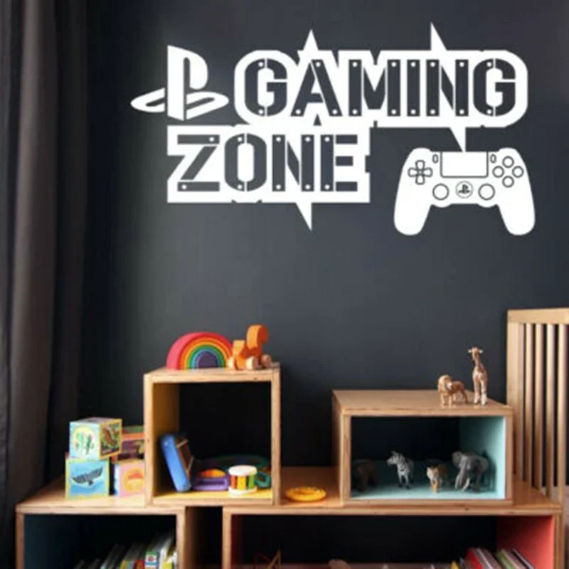 PS4 Gaming Zone Wall Stickers Play Controller Gamer Vinyl Decal Removable Kids Bedroom Wall Decoration Mural Y285