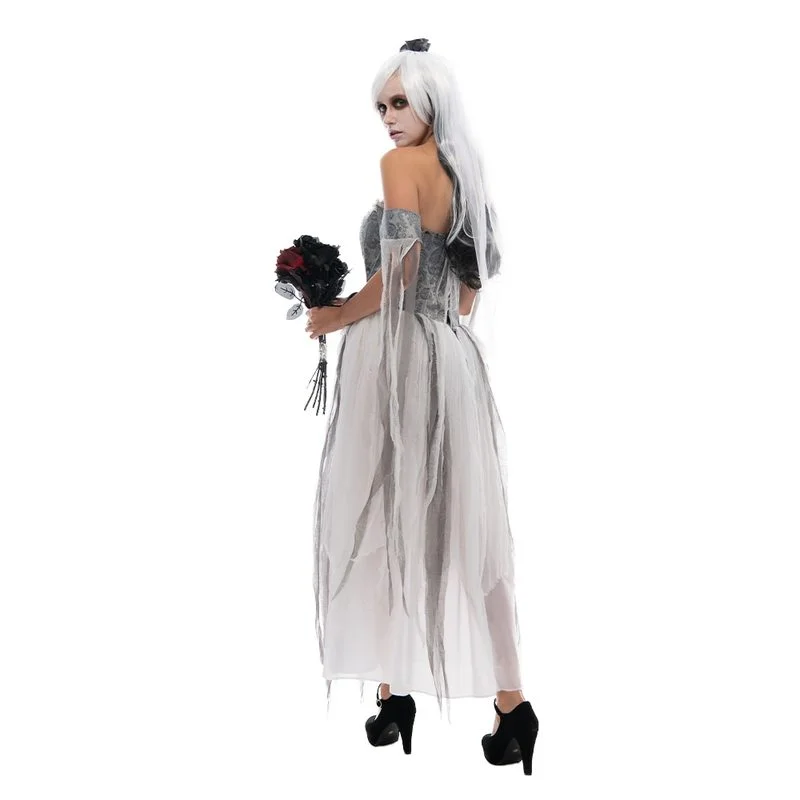 Halloween Scary Zombie Dame Cosplay Kostüm Anime Gothic Luxus Frauen Geist Braut Kleider Karneval Ostern Purim Phantasie Kleid