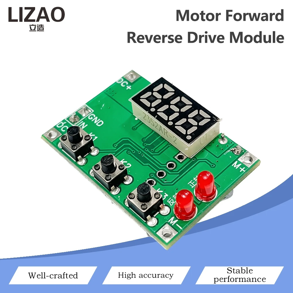 DC Motor Forward Reverse Drive Module Digital Display Timing Controller Switch 6V-15V Adjustable Speed Time Delay Control Board