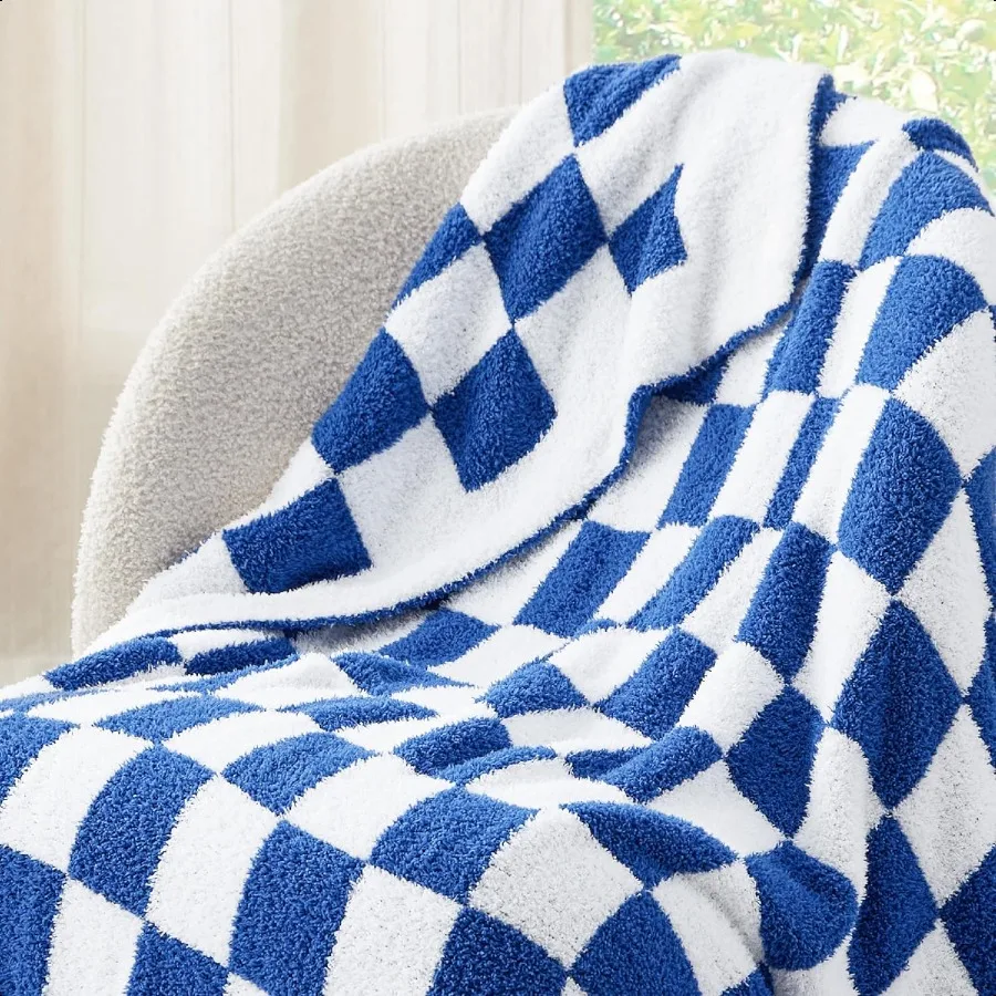 

Fall Throw Blanket for Couch er Soft Cozy Warm Knit Checkered Blanket Breathable Lightweight Fluffy for Bed Sofa Gentlesoft Hig