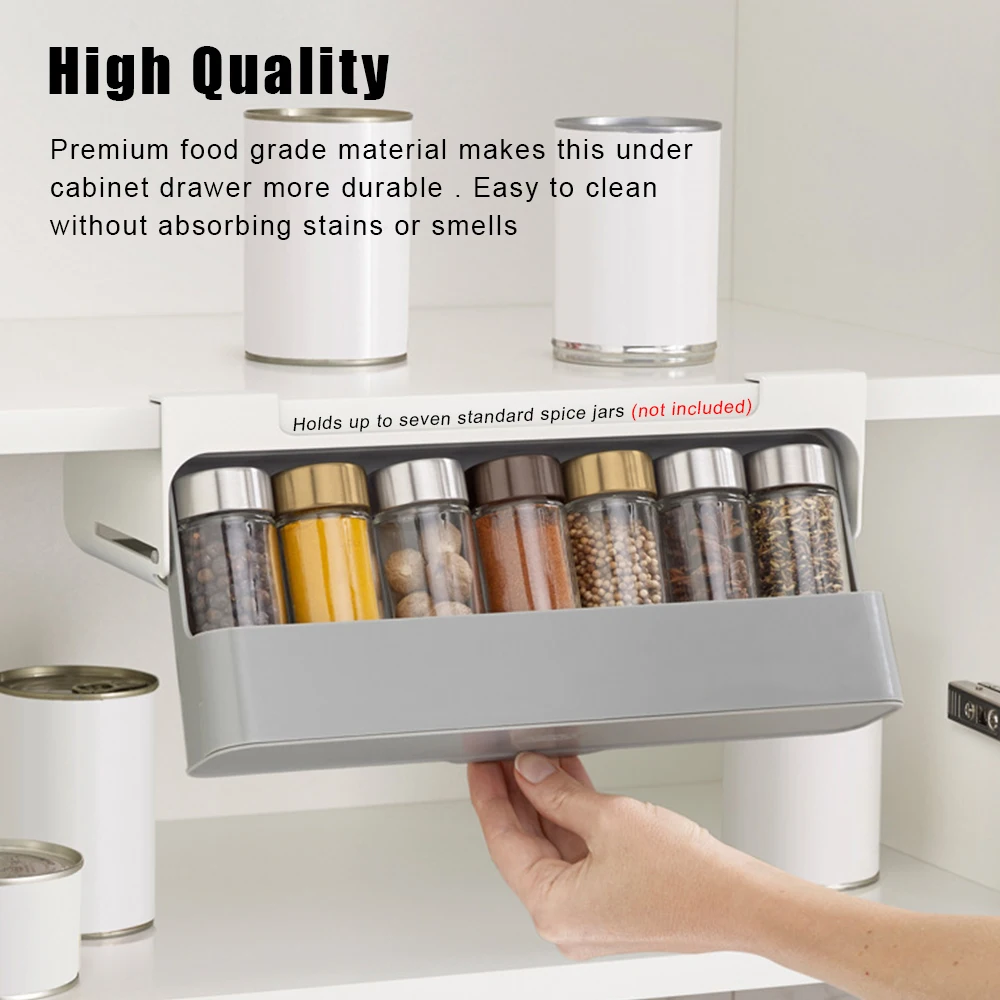 Self-adhesive Spice Organizer Spice Bottle Storage Rack Under-Shelf  Container Kitchen  ​Storage Organizer Wall-mounted