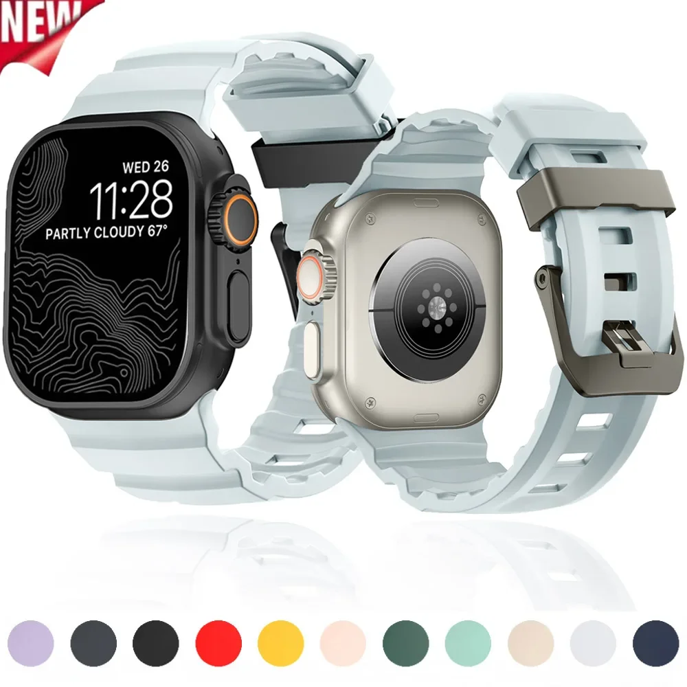 

Силиконовый ремешок Trail для Apple Watch Ultra 2, 49 мм, ремешок для умных часов iWatch Series 10, 46 мм/9 8 7 45 мм 6 5 4 SE 44 мм