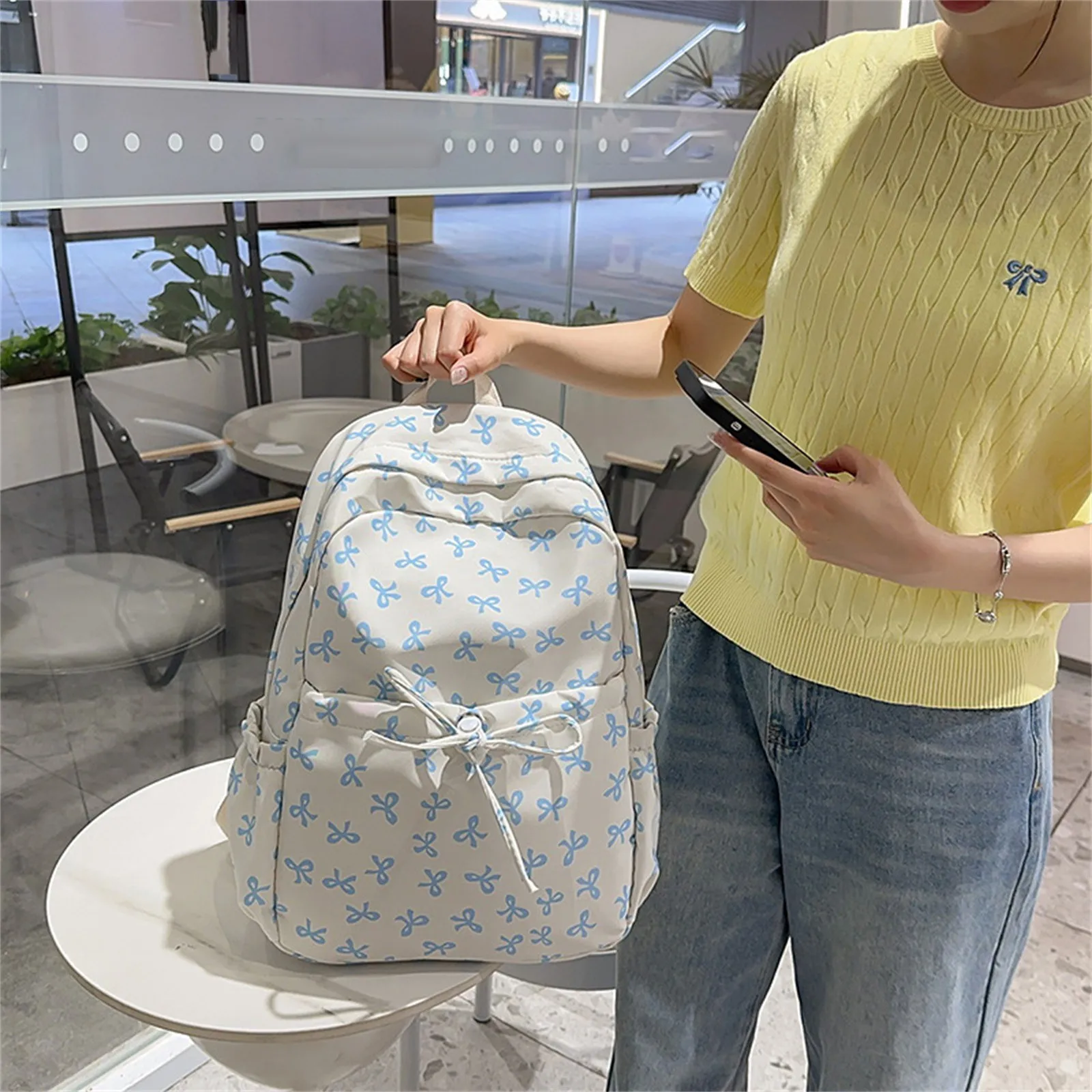 Bowknot New Style Backpack Travel Multifunctional Backpack Large Capacity Computer Backpack Leisure Backpack Commuting Sports