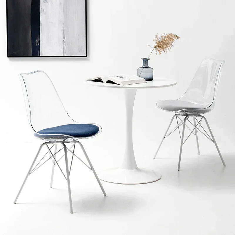 Nordic Minimalist Dining Chair, Transparent Acrylic Seat, Modern Leisure Stool for Desk, Cafe