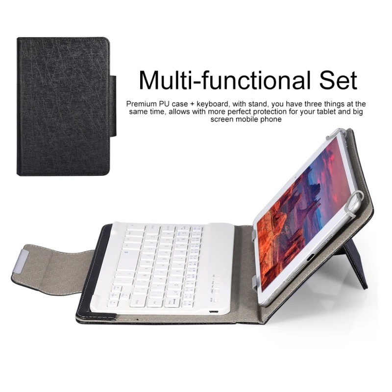 1~6SETS Table Case Keyboard Leather Case Three Network Universal With Stand Tablet Leather Case Universal Keyboard Pu