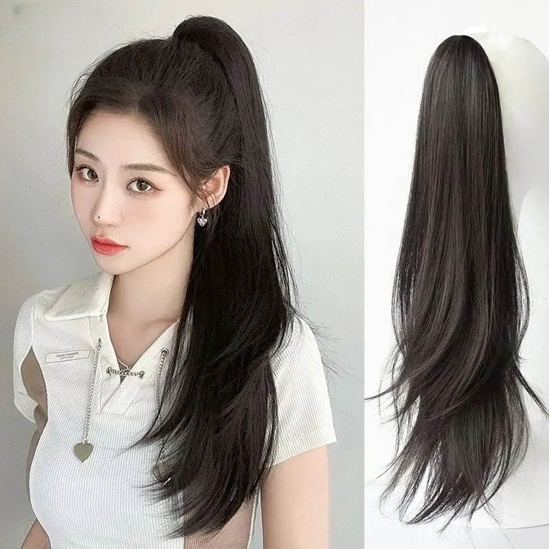 Synthetic Long Curly Claw Clip On Ponytail Natural Hair Extensions 30cm/35cm/45cm/55cm Heat Resistant For Women Daily Party