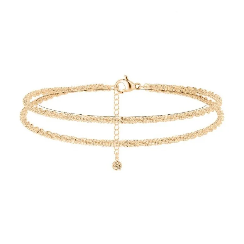 Shiny Double Layer Starry Anklet for Women Beach Sparkling Anklet Foot Jewelry Dainty Summer Ankle Chain Best Gift Souvenir