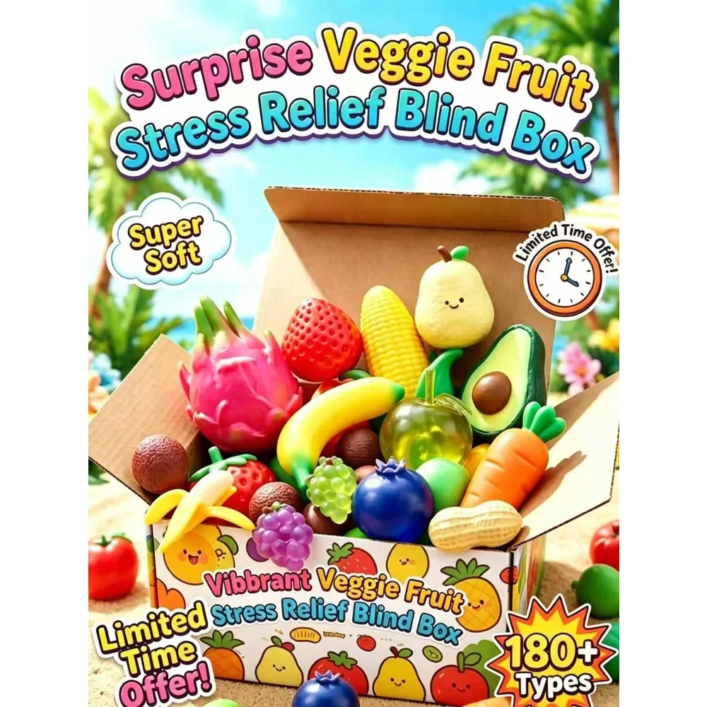 Caja Sorpresa Kawaii de Frutas y Verduras Vibrantes, Juguete Blandito Suave de Ascenso Lento, Decoración de Escritorio, Alivia el Estrés Diario, Regalo Sorpresa Único, Perfecto para Adolescentes y Adultos Coleccionistas de Squishies, Uso Recreativo