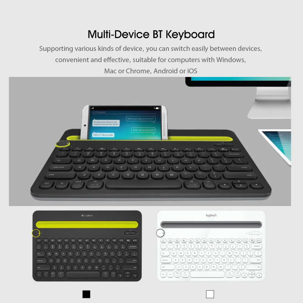 Logitech K480 Wireless Multi-Device Keyboard Bluetooth Wireless Keyboard Portable Ultra Thin Mini Mute Keyboard with PC Laptop