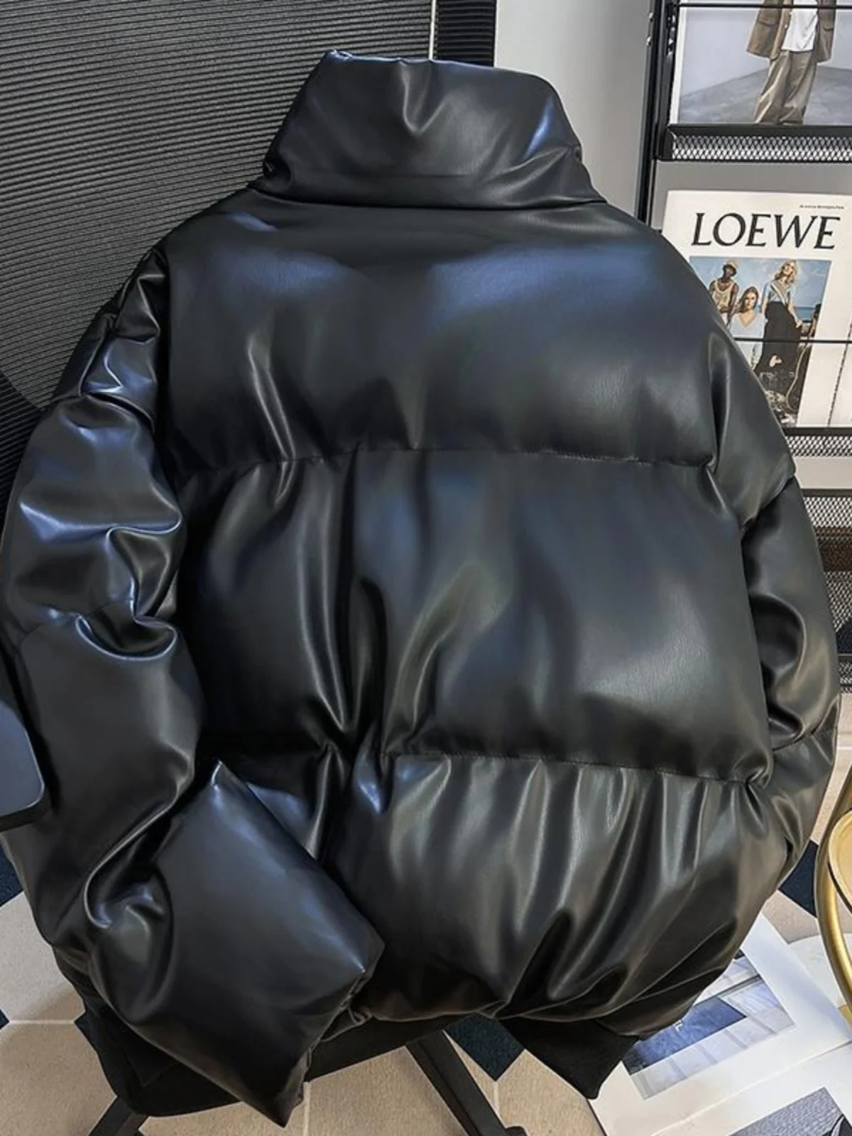 

Мужская зимняя утепленная куртка из хлопка с искусственной кожей, короткая, с воротником-стойкой, теплая, в молодежном стиле, свободного кроя, китайский стиль