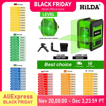 HILDA niveau Laser mètre 2 lignes croix niveau vert Laser ni...