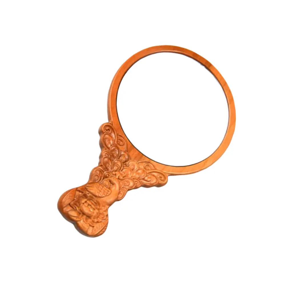 1 Uds. Espejo de maquillaje de madera plegable de 13cm, diseño clásico portátil, espejo de tocador de decoración Natural ecológico