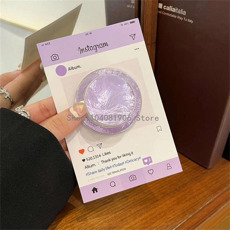 Korea Cute Tin Foil Pattern For Magsafe Magnetic Phone Griptok Grip Tok Stand For iPhone Foldable Wireless Charging Case Holder
