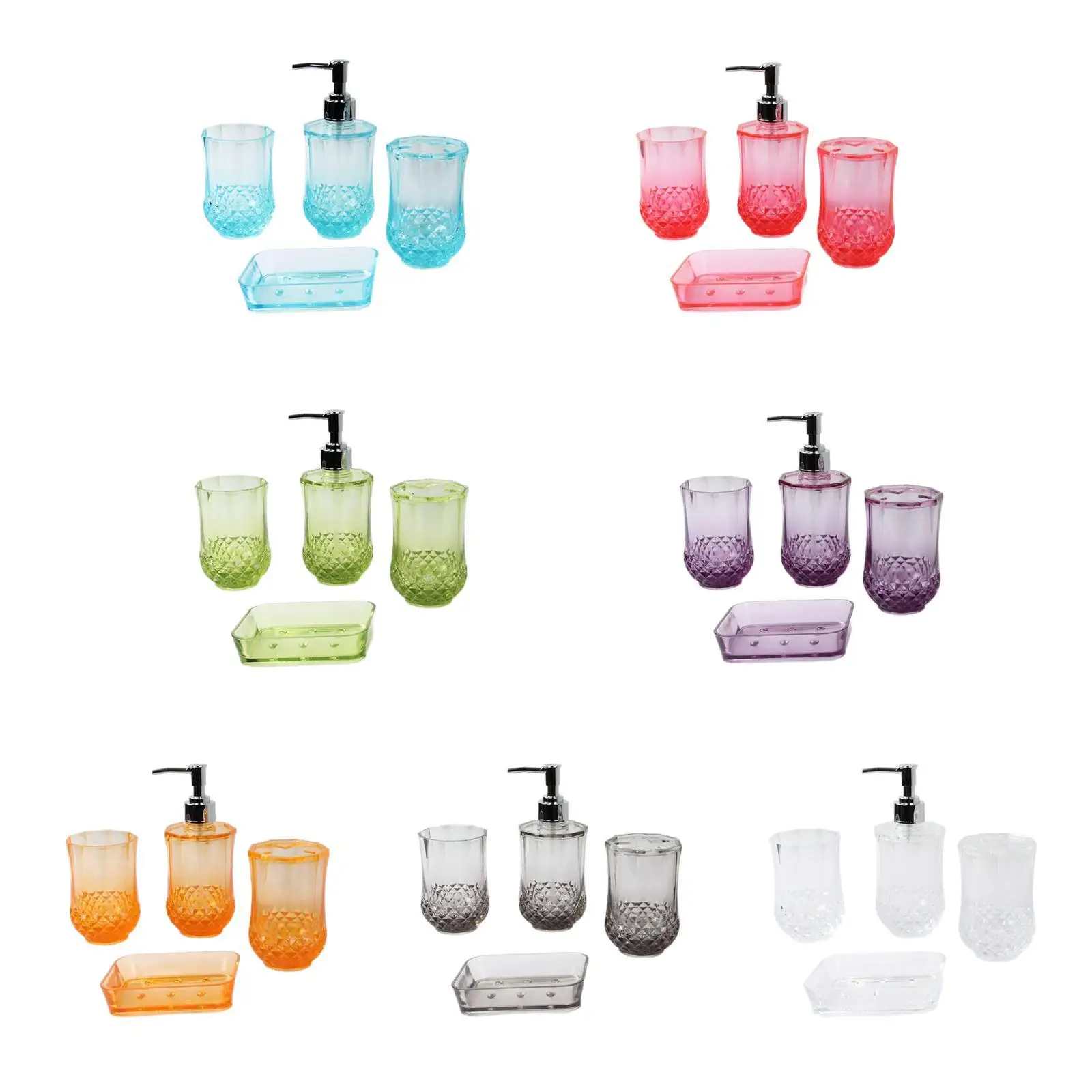 4 Pieces Toothbrush Holder Soap Dispenser Apartment Essentials Acrylic Soap Dish Bathroom Accessories Set for Countertop