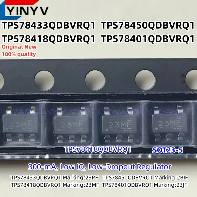 20 Stück TPS78401QDBVRQ1 TPS78401 TPS78433QDBVRQ1 TPS78433 TPS78450QDBVRQ1 TPS78450 TPS78418QDBVRQ1 TPS78418 SOT23-5 100% Neu – Detail 1