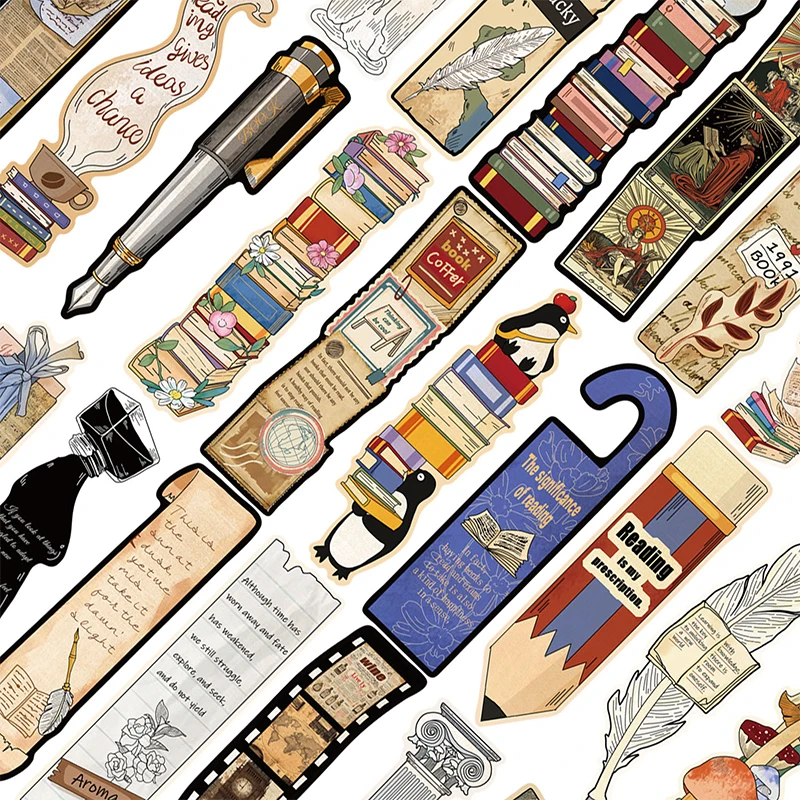 30 stuks retro leesbladwijzers, doe-het-zelf briefpapier met boekenthema voor studenten – romantische paginamarkeringen in vintage stijl, ideale lezercadeaus