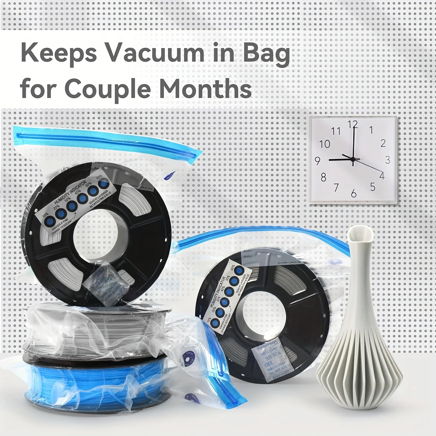 3D Printer Filament Vacuum Storage Bags Kit with Pump Desiccants Clips Moisture Proof Sealed Bag for PLA ABS PETG Filament gallery 5