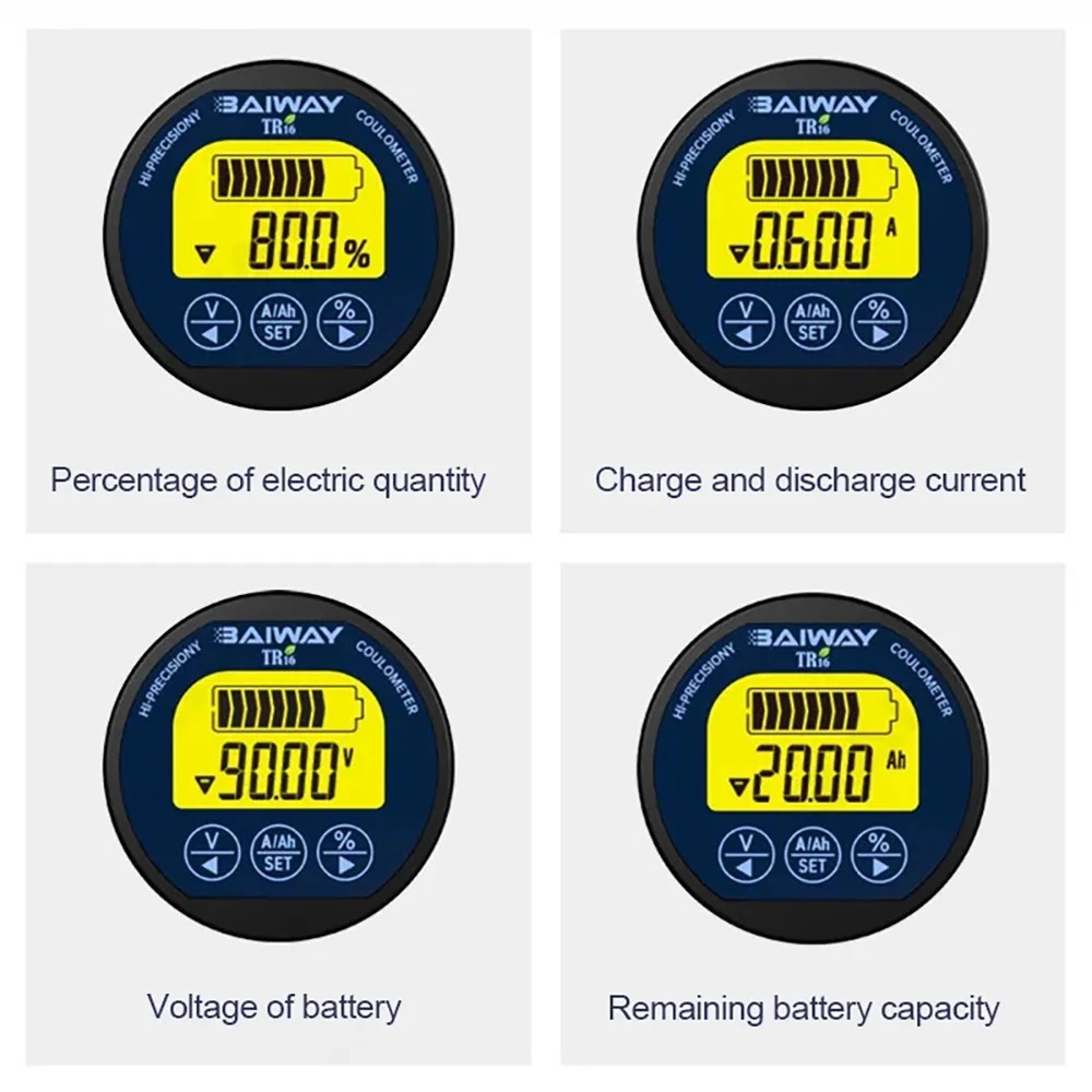 TR16H High-precision Waterproof Coulometer 8-120V 50A/100A/350A Li-ion Lithium iron phosphate Lead Acid Battery Capacity Tester