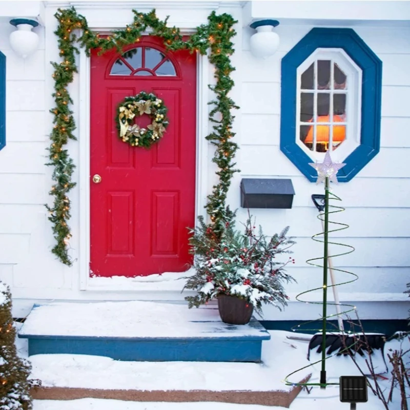 عيد الميلاد الشمسية أضواء شجرة LED في الهواء الطلق حديقة ساحة فناء الديكور لقضاء عطلة جو احتفالي زينة عيد الميلاد