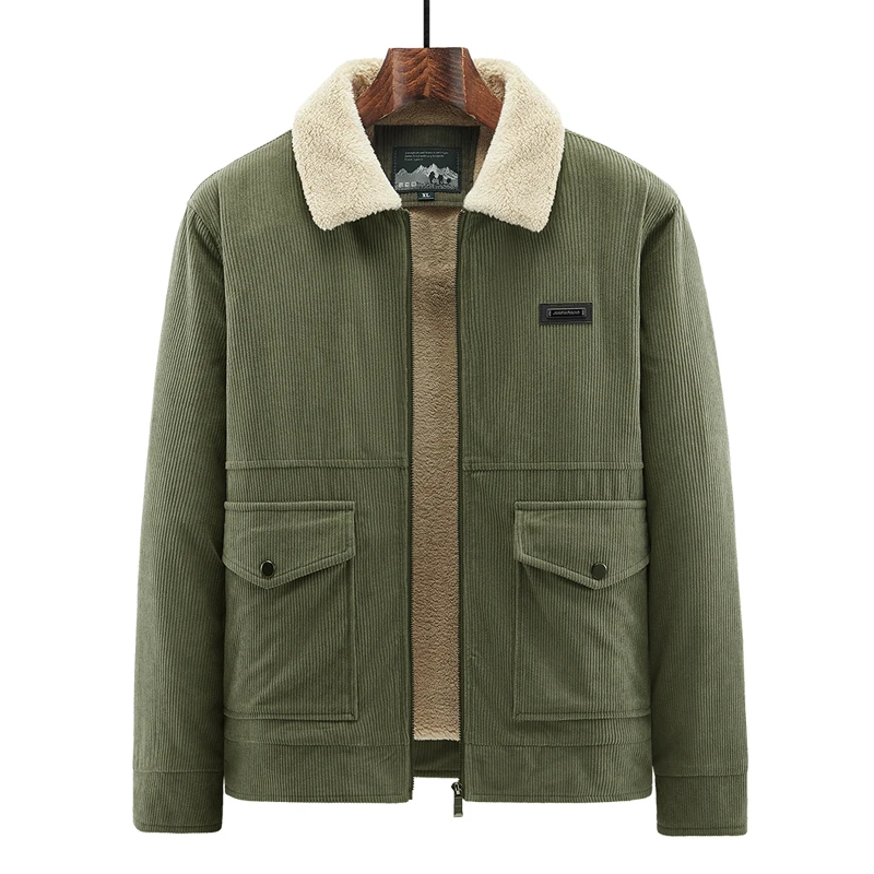 

Winter Lambskin Jacket for Men New Style with Thickened Fleece Windproof Jackets Men Trendy and Fashionable Fur Collar Jackets