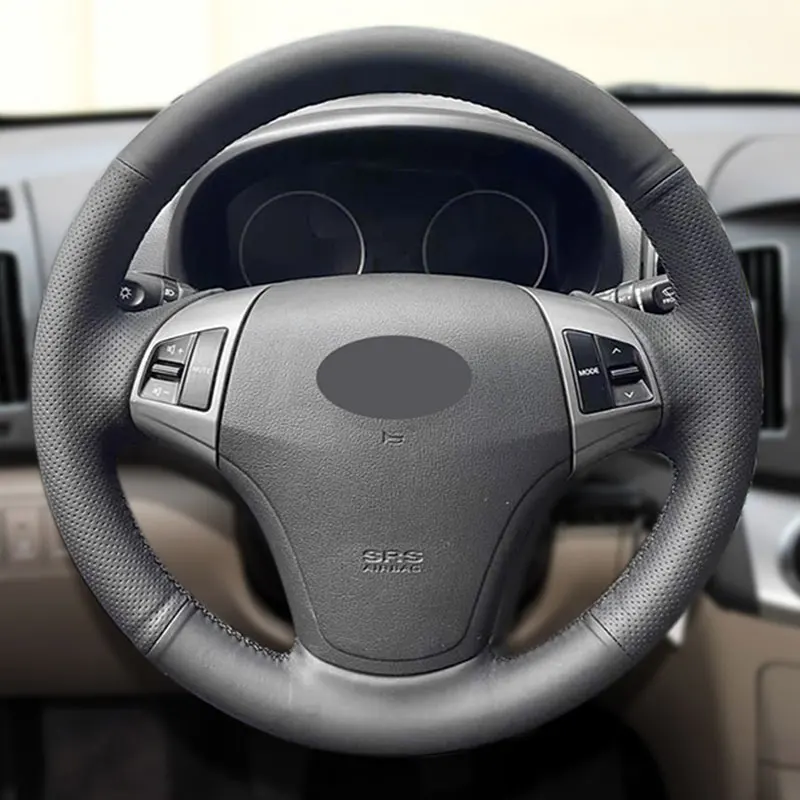 Perforated Microfiber Leather Hand Sewing Car Steering Wheel Cover Trim Interior Accessories For Hyundai Elantra 2008 2009 2010