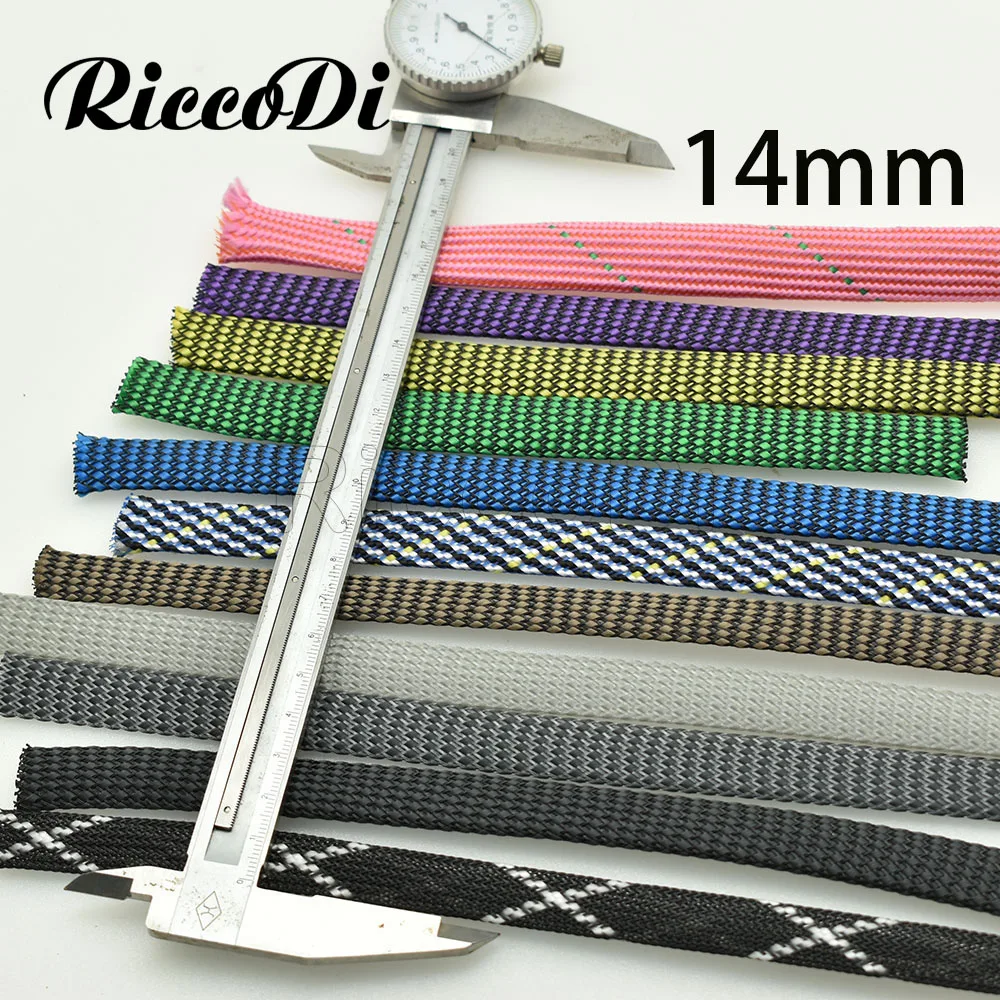 1M Insulated PET Cotton Braid Sleeving 14mmHigh Density Wire Wrap Sheath Protection Black Red Cable sleeve