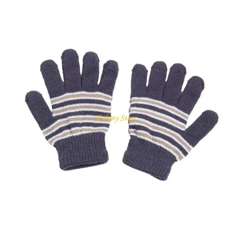 

N58F Детские перчатки с варежками и полосатым узором на полный палец для активного отдыха