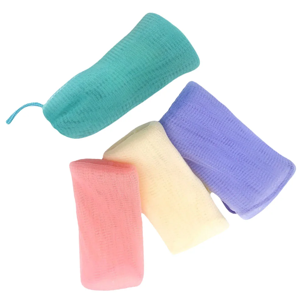 

4 Pcs Soap Foaming Holder Rice Bar Sponge for Bars Pe Scrubber Pouch Colored Travel