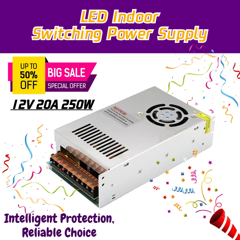 

12V20A250W Lighting Transformers,Regulated Motor Power Supply for Security Monitoring and LED Lighting