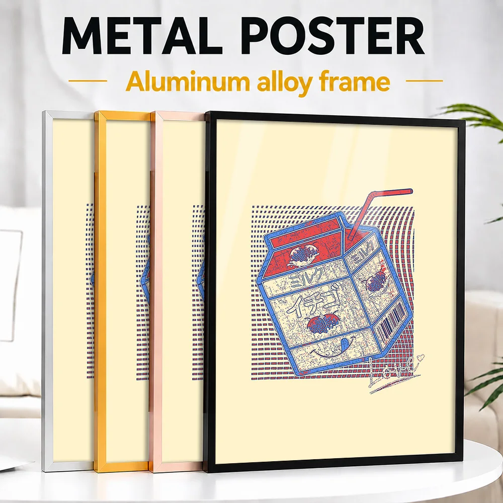 Japanese Milk Carton Pop Framed Metal Poster Personalized Photo Bold Anime Style Wall Art For Kitchen Thoughtful Birthday Gift
