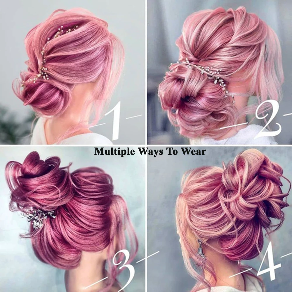 Synthetic Wig Chignon Hair Bun Women\'s Natural Curly Messy  With Rubber Band Hairpieces Extensions Pink Red Black