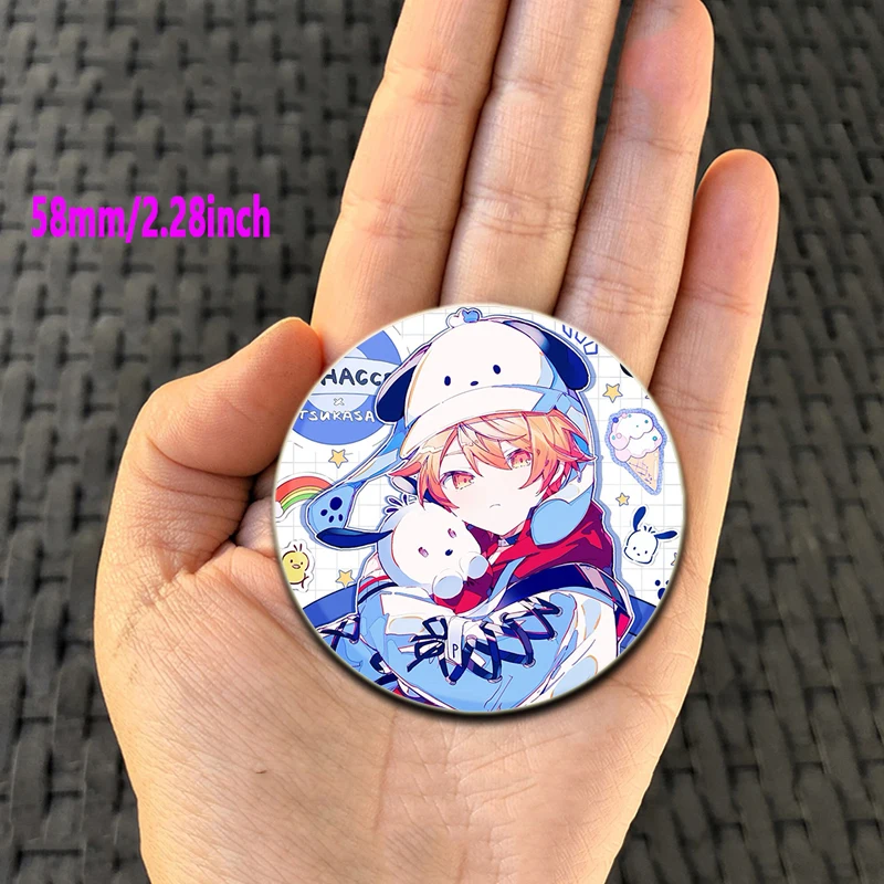 58mm Anime Figure Lapel Pins Project SEKAI Wonderlands×Showtime Kamishiro Rui Badge Brooch on Backpack Decoration Fans Gifts