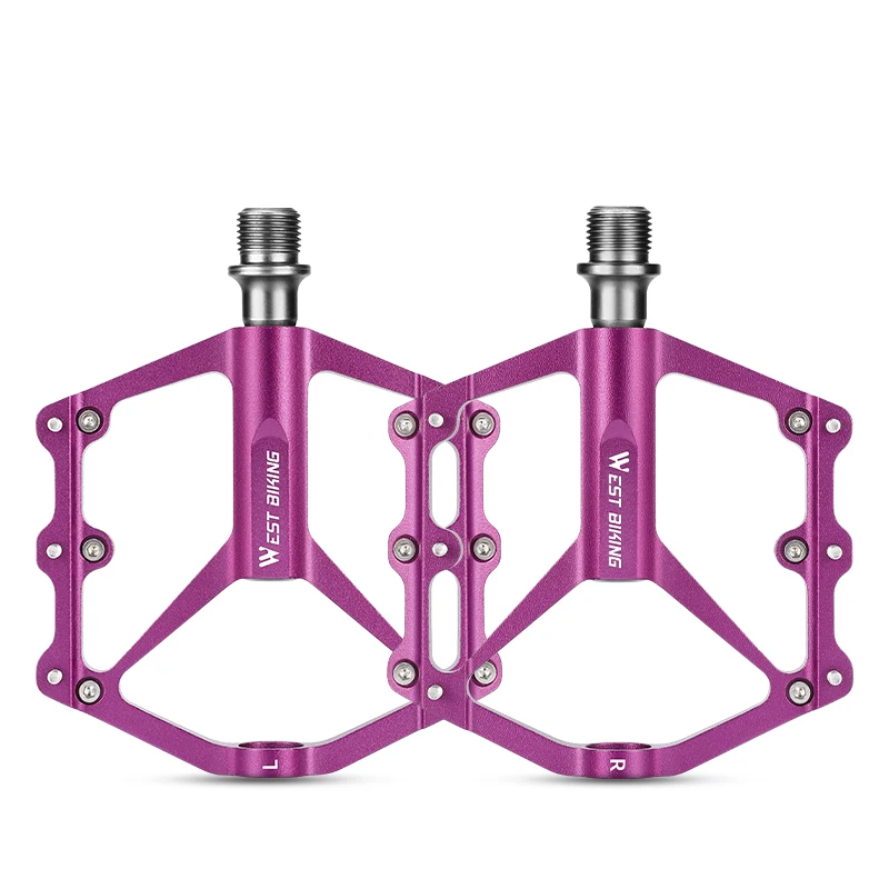 AliExpress West Biking WEST BIKING 3 Bearing Aluminum Alloy Pedals Ultralight Cr-mo steel Axle MTB Road Bike Pedals Non-slip Flat Pedal Cycling Parts