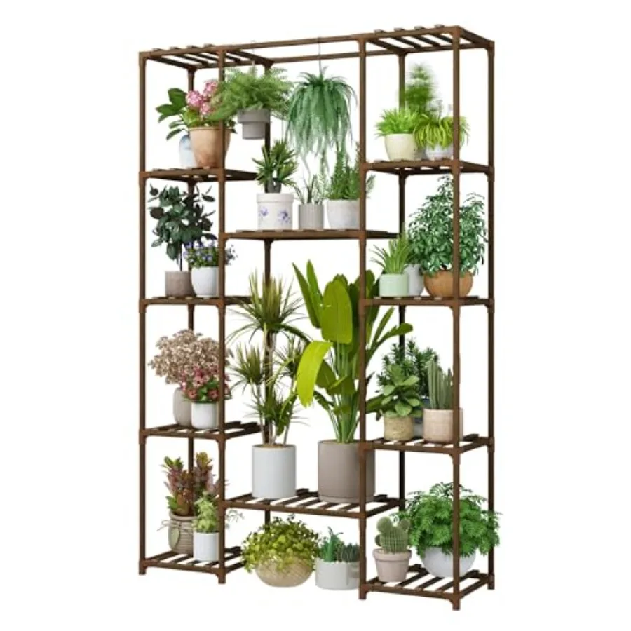 

62.2'' Tall Plant Stand Indoor Large Plant Shelf for Multiple Plants Wood Flower Stand Outdoor Hanging Plant Rack for Living Ro