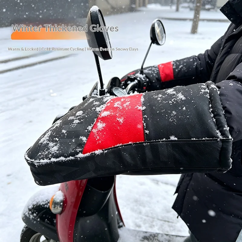 1Pair Motorcycle Winter Warmer Gloves Handlebar Muffs Protective Motorcycle Scooter Thick Warm Grip Handle Bar Muff Rainproof