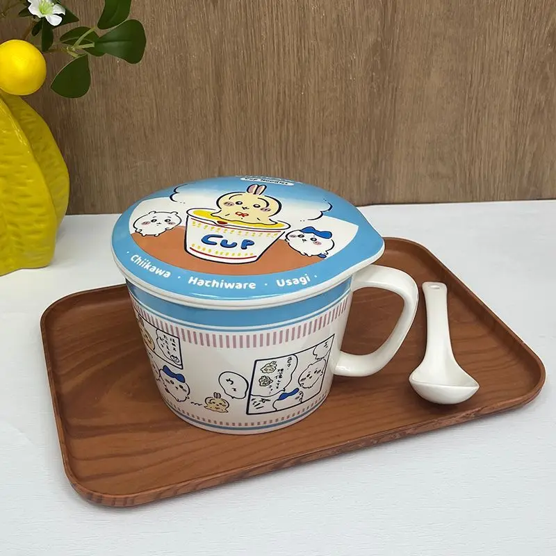 Cartoon Kawaii New Instant Noodle Bowl Large Capacity 1000ml with Handle Student Dormitory Material Safety Mug with Lid Chiikawa